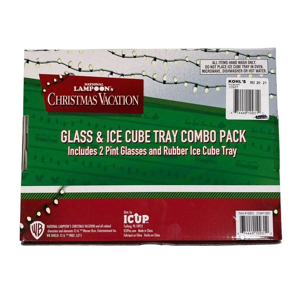 National Lampoon's Christmas Vacation Glass &‎ Ice Cube Tray Combo Pack New